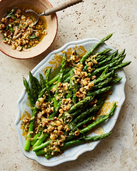 A cheesy bean gratin, plus asparagus with a nutty relish: Anna