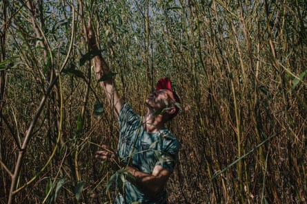 Vadym Maniuk among tree saplings