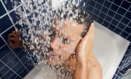 Close-up of a man in the shower