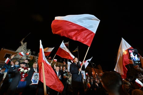 Mayor of Warsaw and Civic Coalition (KO) candidate for the Polish presidential election, Rafal Trzaskowski (C) meets with local residents in Tarnobrzeg, Poland.
