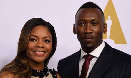 Naomie Harris and Mahershala Ali arrive for the nominee luncheon.