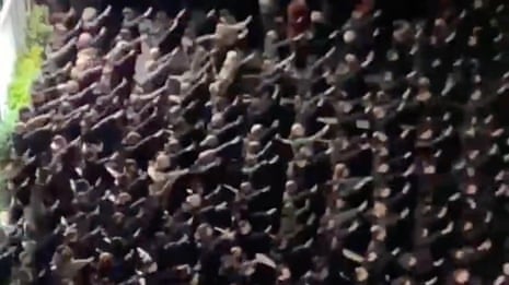 Hundreds make fascist salutes outside former Italian Social Movement HQ – video