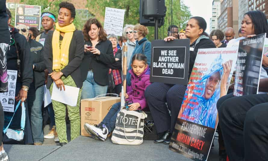 Protesters at a #SayHerName vigil held in New York in 2015.