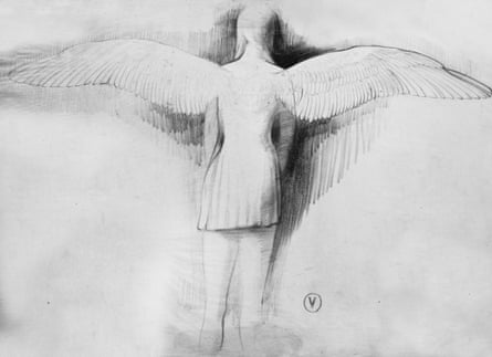 Sketch of the back of the winged character