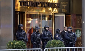 New York City Police stand guard outside Trump Tower in New York.