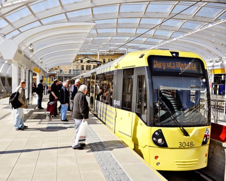 A Bee Network tram as Manchester Victoria station