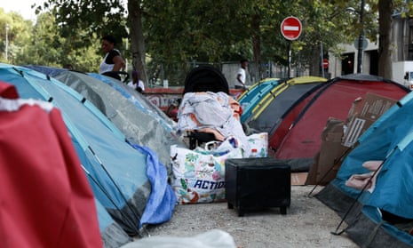 Refugees have settled in a camp on the outskirts of Paris.