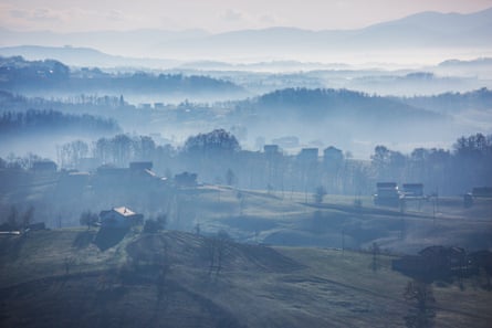 Croatian landscape photographed along the road that links Bihac to Velika Kladusa in Bosnia