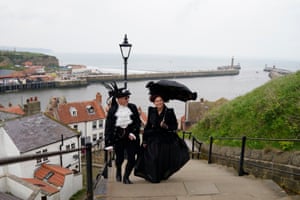 People attend the Whitby Goth Weekend in Whitby, , as hundreds of goths descend on the seaside town where Bram Stoker found inspiration for ‘Dracula’ after staying in the town in 1890