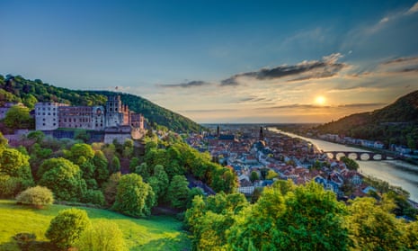 Grass is greener … Heidelberg Castle and the Neckar River, on the Neckarsteig trail.