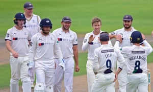 Joe Root celebrates a wicket.