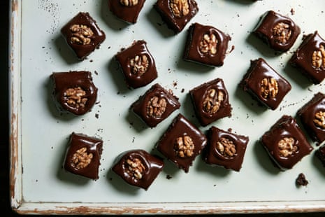Chocolate fudge-covered brownies: use the best, most bitter chocolate for this recipe.