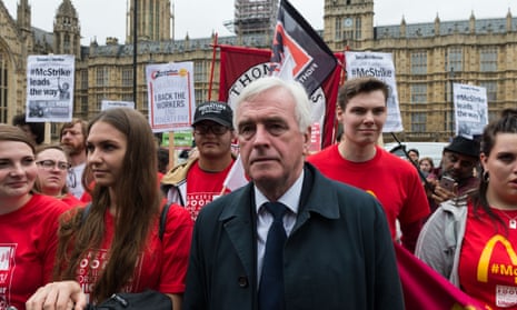 Shadow chancellor John McDonnell and BFAWU members demonstrate against McDonald’s last month.
