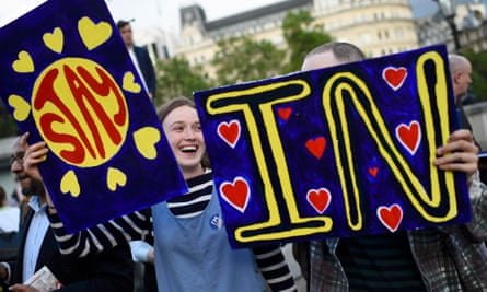 A young woman joins the ‘Yes to Europe’ rally for young people, in central London.