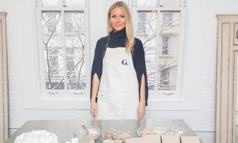 Gwyneth Paltrow with Goop products