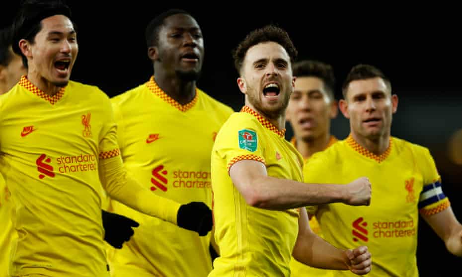 Diogo Jota double sinks Arsenal and sends Liverpool into Carabao Cup final | Carabao Cup | The Guardian