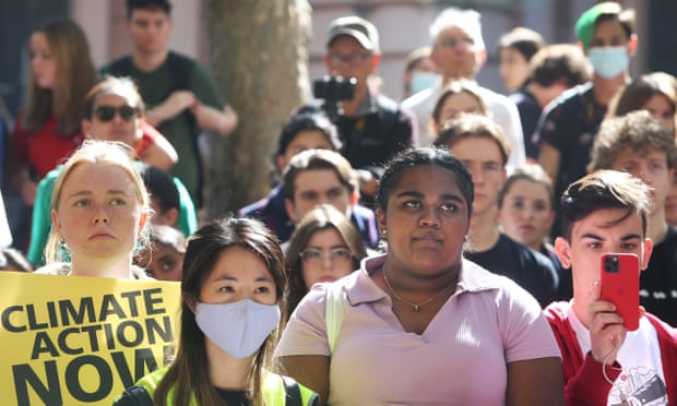 Students gather during the School Strike 4 Climate at Sydney’s Town Hall on 6 May.