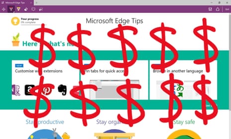 Microsoft Edge with writing all over it