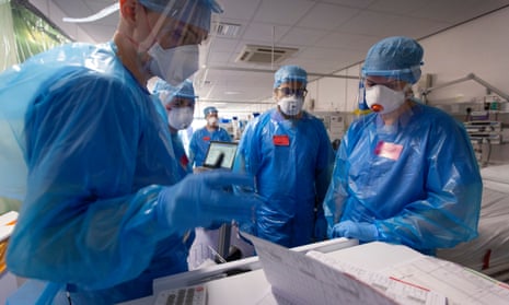 Medical staff at a hospital intensive care unit to treat Covid patients.