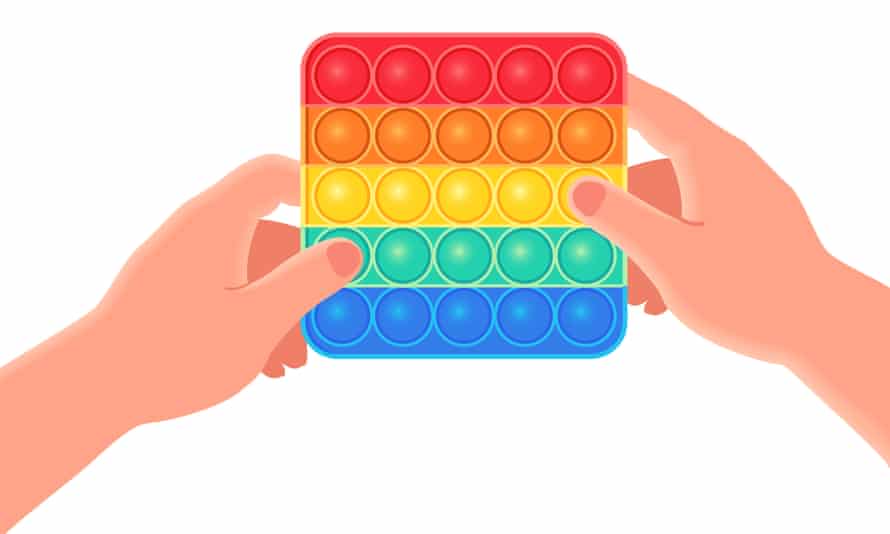 Colorful fidget sensory antistress toy pop it in hand vector illustration
