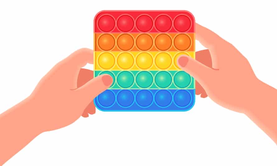 Colorful fidget sensory antistress toy pop it in hand vector illustration