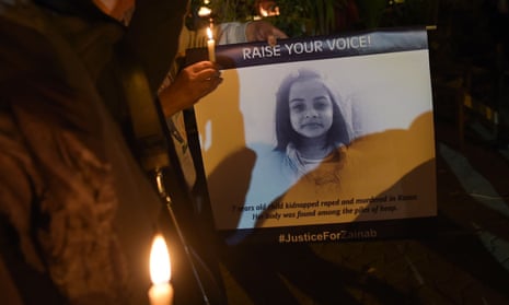 Activists hold a vigil for Zainab Ansari, seven, who was raped and murdered in Kasur, Punjab, in 2018