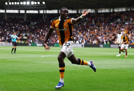 Hull City's Nobel Mendy celebrates scoring their second goal