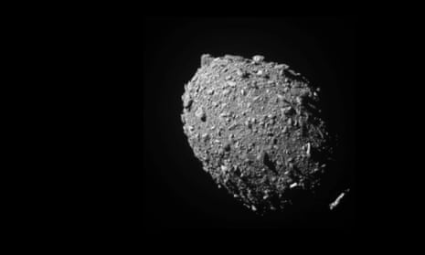 The last complete image of the Dimorphos asteroid transmitted from the Dart probe before it successfully crashed into it on Tuesday