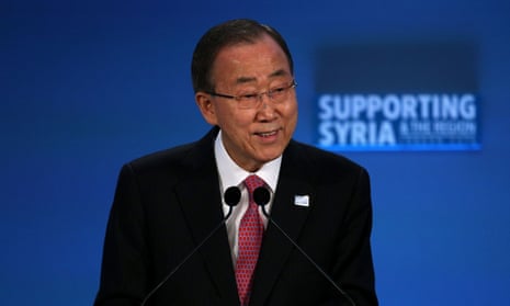 UN secretary general Ban Ki-moon speaks at the ‘Supporting Syria and the Region’ conference in London on 4 February.