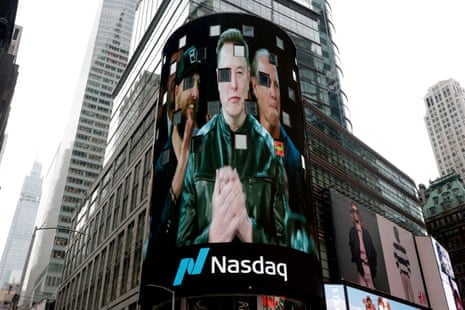 A billboard of SpaceX is pictured on the day of SpaceX’s initial public offering