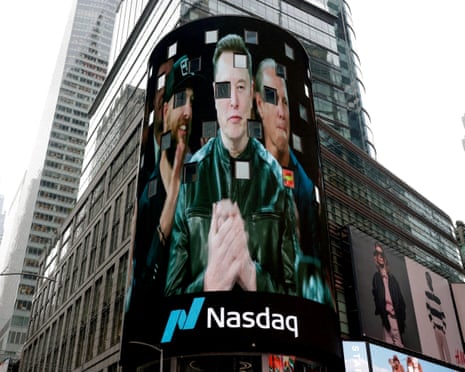 A billboard of SpaceX is pictured on the day of SpaceX's initial public offering (IPO) at the Nasdaq MarketSite, in New York City.