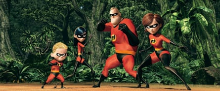 Dash, Violet Parr, Mr Incredible and Elastigirl in The Incredibles.