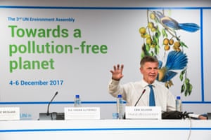Head of UN environment Erik Solheim at the press conference, UNEA 3, December 2017