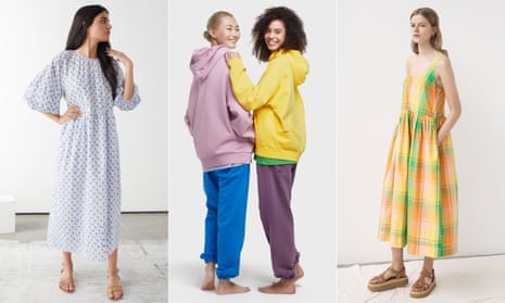 Relaxed lockdown aesthetic: &amp;Other Stories’ oversized puff shoulder maxi dress, hoodies and joggers by Pangaia and &amp;Daughter’s marie pleat back sundress. 