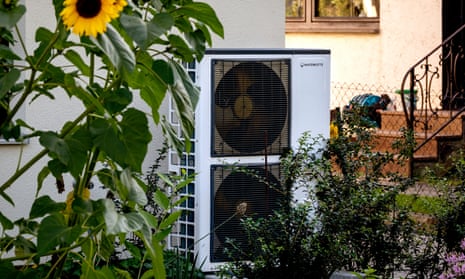 A heat pump outside a house in Frankfurt