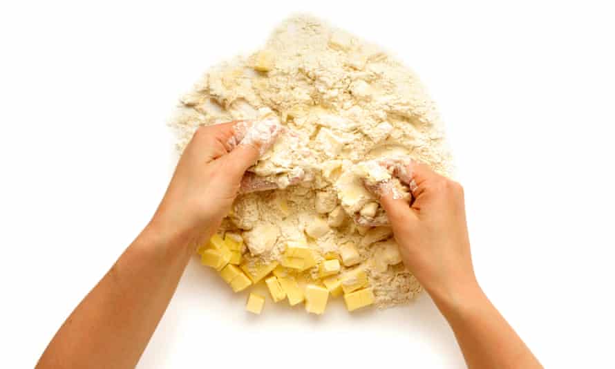 Rub the butter into the flour until you have flakes of coated butter.