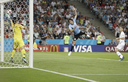 Sid Lowe’s highlight “Watching the brutal beauty of Edinson Cavani’s goal against Portugal, a 100-metre one-two between him and Luis Suárez, the ball smashed from one side of the pitch to the other and back, before flying in off Cavani’s face”.