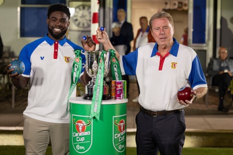 Micah Richards and Harry Redknapp at Potton Bowls Club for the draw.