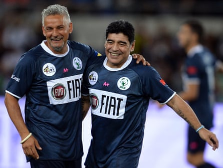 Baggio and Maradona together in 2014.