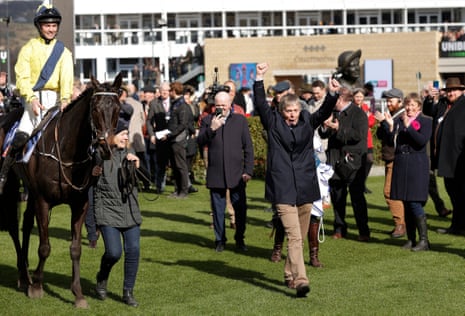 Barry Connell celebrates a Cheltenham win in 2023.