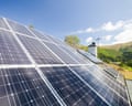 Solar panels on a house roof in Grasmere, Lake District, UK