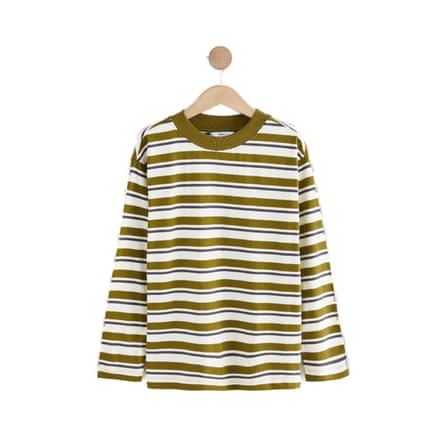 Next khaki green stripe Long Sleeve Crewneck T-shirt