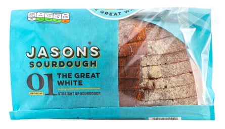 Jason’s the great white sourdough loaf in its packaging.