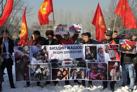 An anti-LGBT rally in Bishkek. Protesters were angry at the Parliamentary Assembly of the Council of Europe calling on Kyrgyzstan to withdraw a draft law on the prohibition of ‘propaganda of nontraditional sexual relations’.