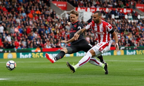 Jese fires Stoke into the lead.