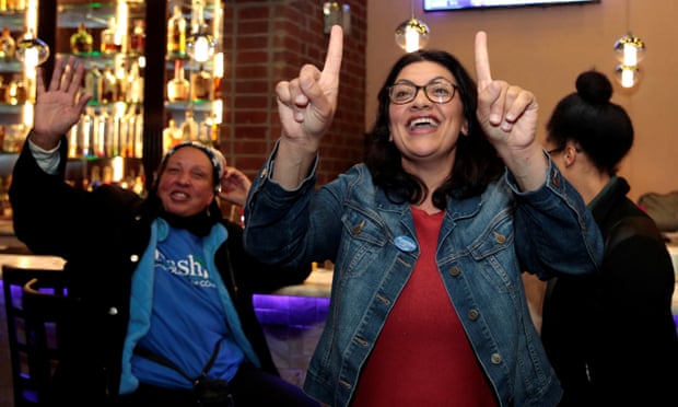 Rashida Tlaib at her election night party in Detroit.