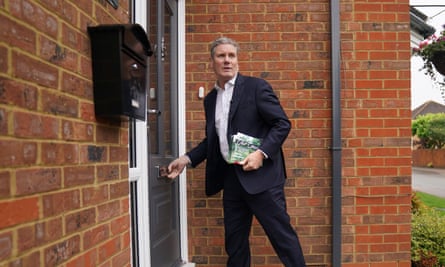 Keir Starmer leafleting in Shefford, Mid Bedfordshire, 22 July 2023.