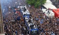 Thousands of jubilant Internazionale fans took to the streets around San Siro Stadium to celebrate the club's historic 20th Serie A title