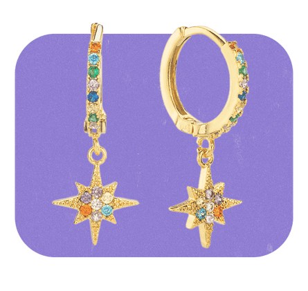 Rainbow star earrings