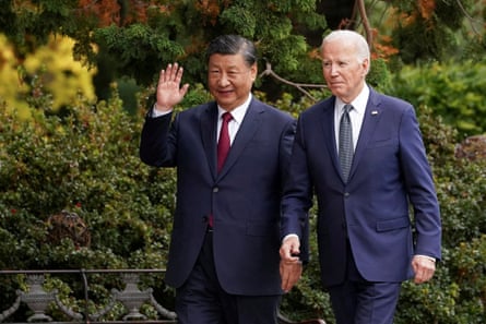 President Xi Jinping and President Joe Biden during the Apec summit, California, in November.